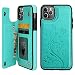 Vaburs iPhone 11 Pro Max Case Wallet with Card Holder, Embossed Butterfly Premium PU Leather Double Magnetic Buttons Flip Shockproof Protective Cover for iPhone 11 Pro Max 6.5 Inch(Green)