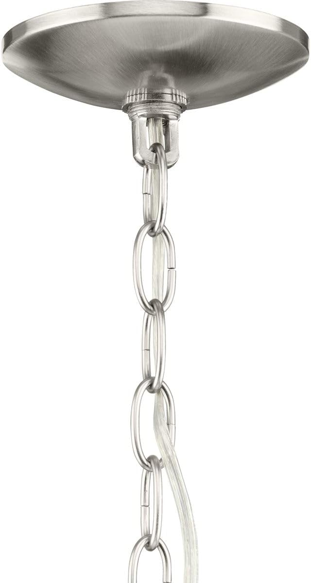 Progress Lighting 1-Light Champagne Glass Global Pendant Light, Staunton Collection, Indoor, P5013-09, Brushed Nickel