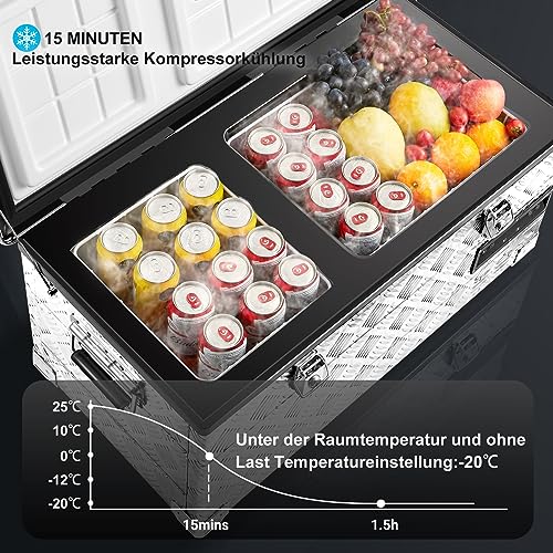 Foto von BODEGA 43L Kompressor Kühlbox 2 zonen, Kühlbox Auto, 12/24 V und 100-240 V, Kühlbox Elektrisch bis -20 °C für Auto, Lkw, Boot, Reisemobil,Camping
