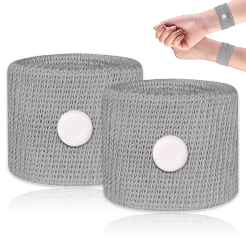 Pulseras de acupresión, baños de mareo por viaje para adultos y niños, baños de alivio para embarazadas, pulseras antináuseas para ejercicio acupresión contra las náuseas (gris)
