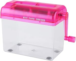 A6 Portable Mini Shredder, Compact Paper Cutter Manual for Office Home Desktop Use (Pink)