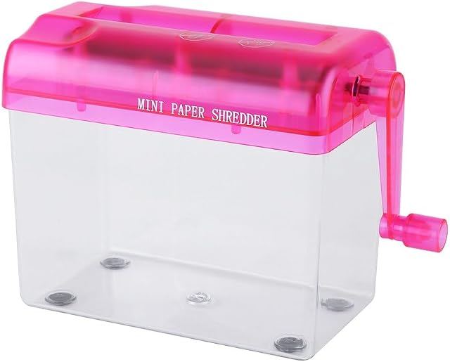 A6 Portable Mini Shredder, Compact Paper Cutter Manual for Office Home Desktop Use (Pink)
