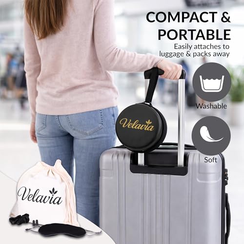 Image of Travel Neck Pillow,Ergonomic 360 Memory Foam Support for Head, Neck. Adjustable for Long Flights. Soft &Washable Cover, EVA Box, 3D Eye Mask, Earplugs, Hair Tie & Luxury Bag (Grey)
