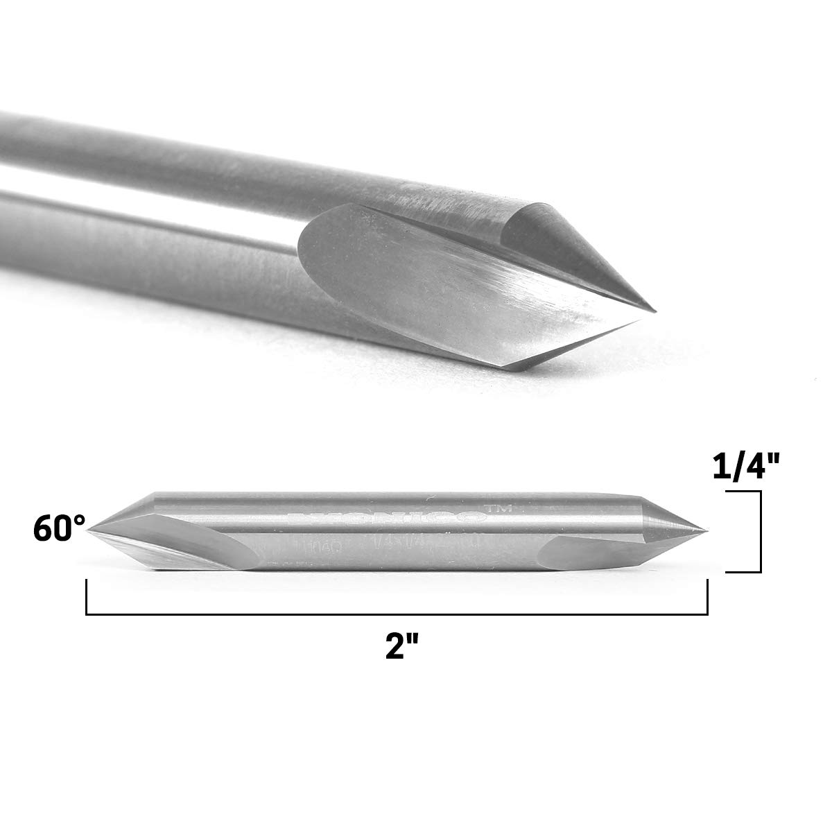 YONICO Solid Carbide V Groove Router Bit 60 Degree Double Ended 1/4-Inch Shank 14107q