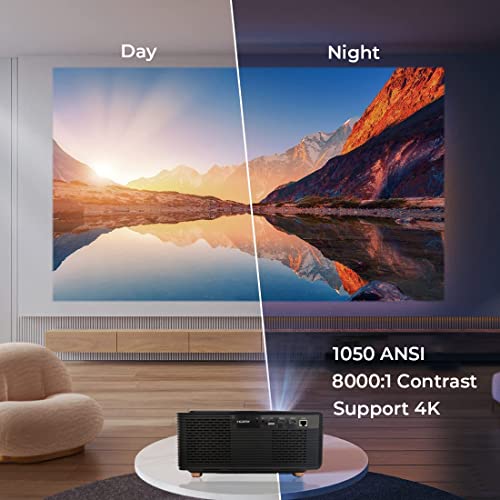 Image of WZATCO A1 LED Smart Projector for Home, 11000 Lumens (1050 ANSI), Auto Focus & Auto Keystone, Android 9.0, 4K HDR, HDMI ARC Dolby, Native 1080P Full HD, Brown