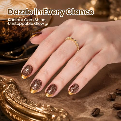 Image of Beetles Brown Glitter Gel Nail Polish, 15ml Espresso Gild Fall Gel Polish