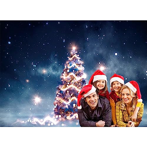 Bovlleetd Christmas Tree Wonderland Backdrop Blue Sky Starry Bokeh Glitter Photo Backdrops Christmas Party Decoration Kids Portrait Photobooth Photo Studio Props 7x5ft - Image 3