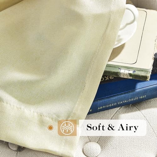 Linen Sheer Window Curtains, Rod Pocket & Back Tab Modern Semi Sheer Panels Privacy with Light Filter Linen Drapes for Sliding Glass Door/Living Room, Light Yellow, W60 x L96, 2 Pieces by DONREN - Image 6