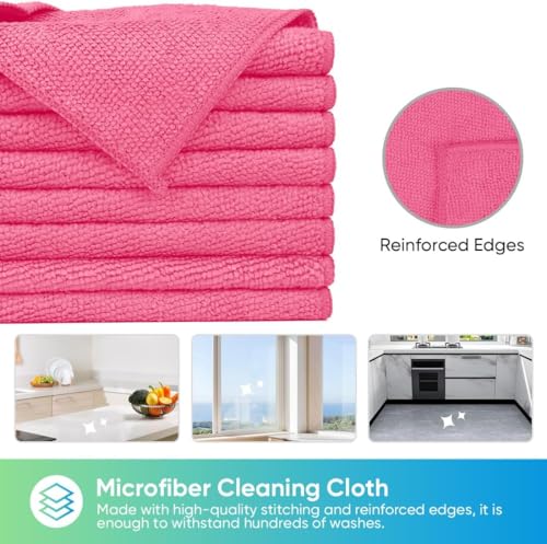 HOMEXCEL Microfiber Cleaning Cloth, 12 Pack - Ultra-Soft, High-Density Lint Free Cleaning Towels for Cars, Windows, Glass, Kitchen, Bathroom & Delicate Surfaces, Machine Washable Reusable Rags