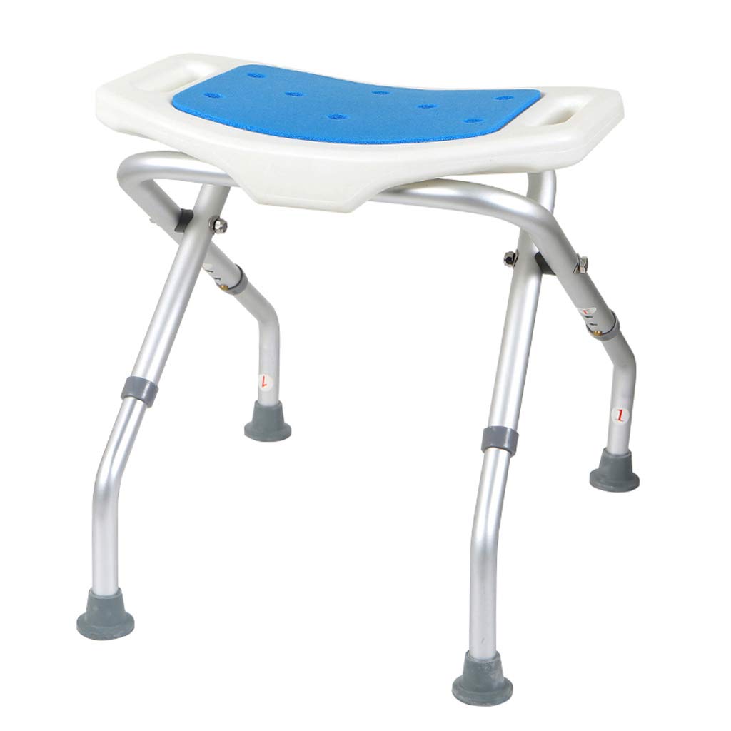 Plegable Asiento de Ducha Ergonómico Silla de baño Taburete Altura Ajustable con Acolchado Antideslizante Agujeros para Drenaje para Ancianos, discapacitados Carga de 136 kg.