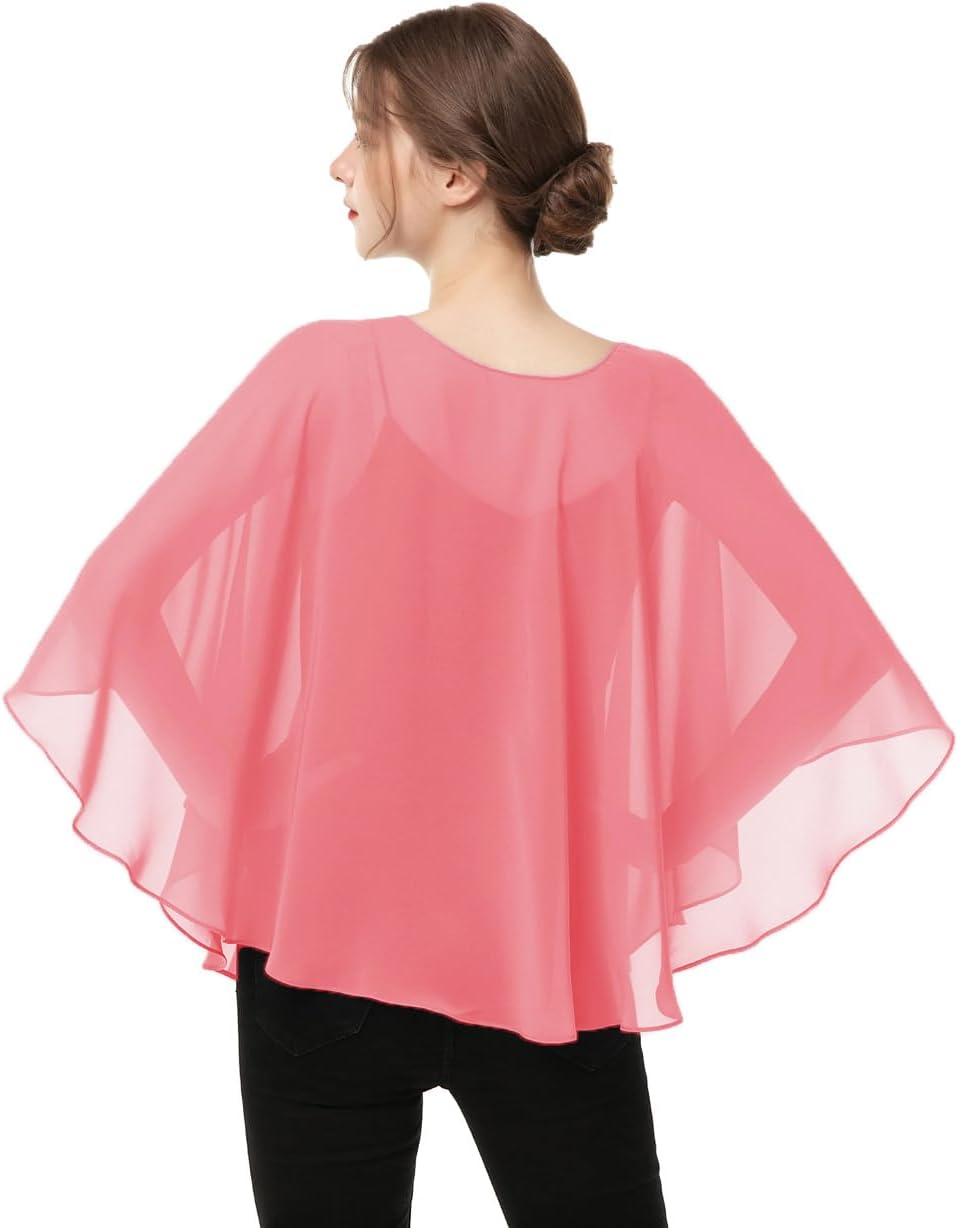 Capes for Womens Casual chiffon shawl Casual Chiffon Cape Sheer shawls and wraps Poncho Capelets Cover Up - Image 6