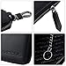 VISOUL Leather Car Key Fob Case Holder for Men and Women, Zipper Keychain Protector Cover with Metal Hook for House Keys-Black