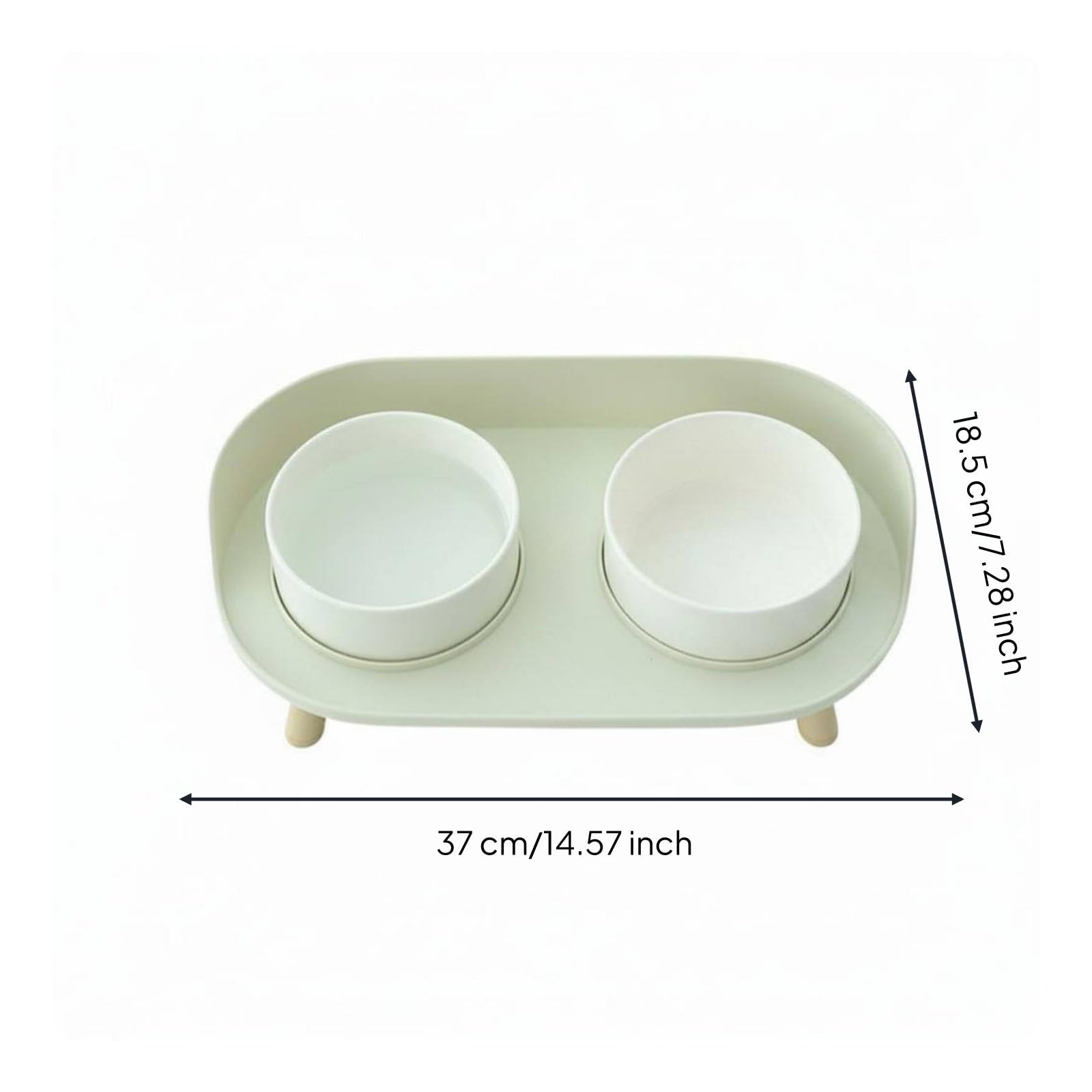 predolo Ciotola in Ceramica Rialzata Igienico Ciotola Doppia in Ceramica Materiali Durevoli Mangiatoia Antiscivolo Doppia, Bianco Latte