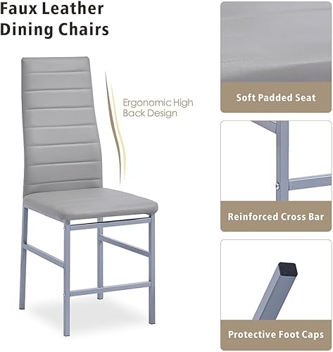Miniatura 5 de Juego de 4 sillas de comedor, silla auxiliar tapizada, sillas modernas de cocina y comedor, silla de comedor de piel sintética lavable con patas de