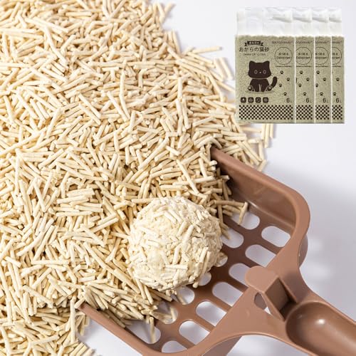 猫砂 固まる ベントナイトとおから 猫トイレ用品 混ぜる 脱臭 抗菌 真空パックび散らない 無香料 天然素材 エンドウ豆 臭みから解放 トイレに流せる 6L 2.5kg*1袋 (おから猫砂, 4袋)