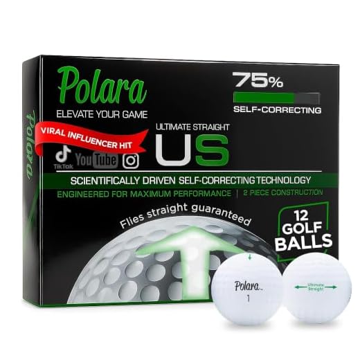 Polara Ultimate Straight Premium Golf Balls (Handicap Range 12+) - Hook and Slice Correction - Perfect for Recreational Golfers - 1 Dozen (12-Balls) - 2pc Construction of Central Core and Outer Cover