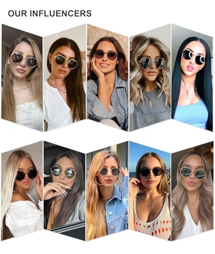 SOJOS Round Polygon Polarized Sunglasses for Women Men Retro Classic Vintage Panto Octagonal Shades SJ1157