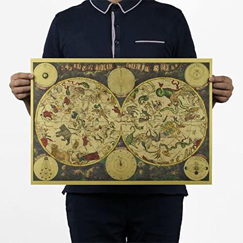 WorldCare® Oude Wereld Poster Zodiac Constellation Kaart Behang Vintage Retro Kraftpapier Poste Decor One Piece204261 | Pack of 1