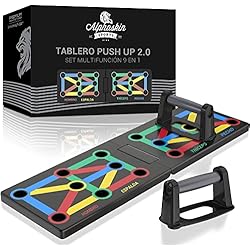 Objetos Para Hacer Gimnasia Juego de tablas de flexiones ALPHASKIN® Premium I Empuñaduras de flexiones Entrenamiento en casa I Tabla de flexiones 9 en 1 I Gimnasio en casa I Equipo de fitness para el hogar