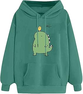 Splrit-MAN Women's Classic Loose Oversized Jumper with Pockets Womens Casual Comfortable Warm Long Sleeve Tops Womens Baggy Basic Sweatshirt with Hood Pattern Print Outdoor Top Blouse