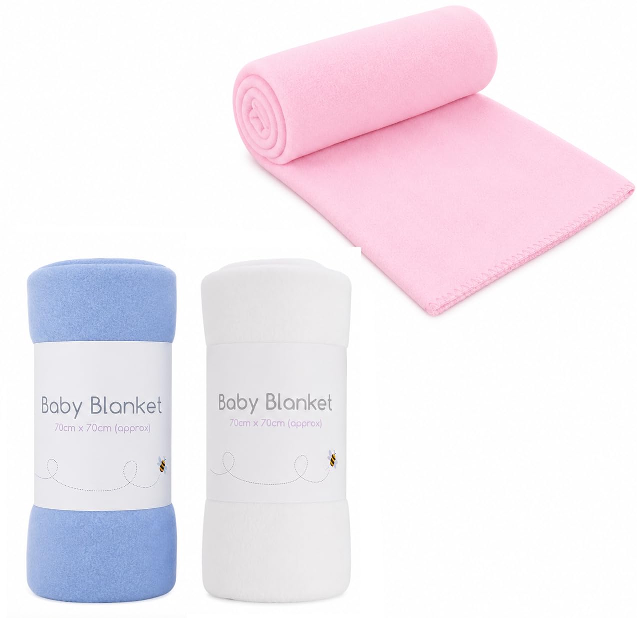 3 Pack Super Soft Baby Fleece Blankets 70 X 70Cm For Babies From Newborn Ideal For Cot, Pram, Crib, Car, Moses Basket, Pushchair, Car And General D.a.y. Republic