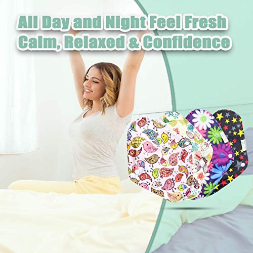 Wegreeco Bamboo Charcoal Reusable Menstrual Pads - Reusable Sanitary Pads | Reusable Panty Liners | Soft Cloth Menstrual Pads - 6 Pack With 1 Cloth Mini Wet Bag (Large, Mix Prints) #TOP5