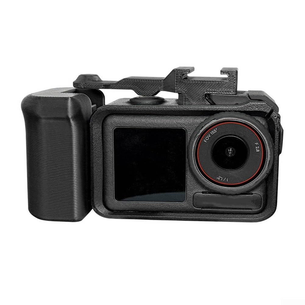 Para DJI Action 5 4 3 Mango de cámara de liberación rápida Ligero Portátil Plástico Foto Grip con correa de mano y botón para fotografía de viajes de aventura (negro)