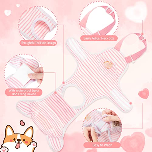 Kacctyen 6 Pcs Dog Diapers Striped Sanitary Pantie With Adjustable Strap Suspenders Washable Reusable Dog Pants Cute Dog Underwear Female Pet Breathable Jumpsuits For Girl Puppy Corgi Bulldog (Small) #TOP2
