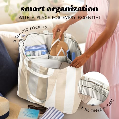Image of Fit & Fresh All The Things XL Beach Bag for Women, Oversized Travel Tote