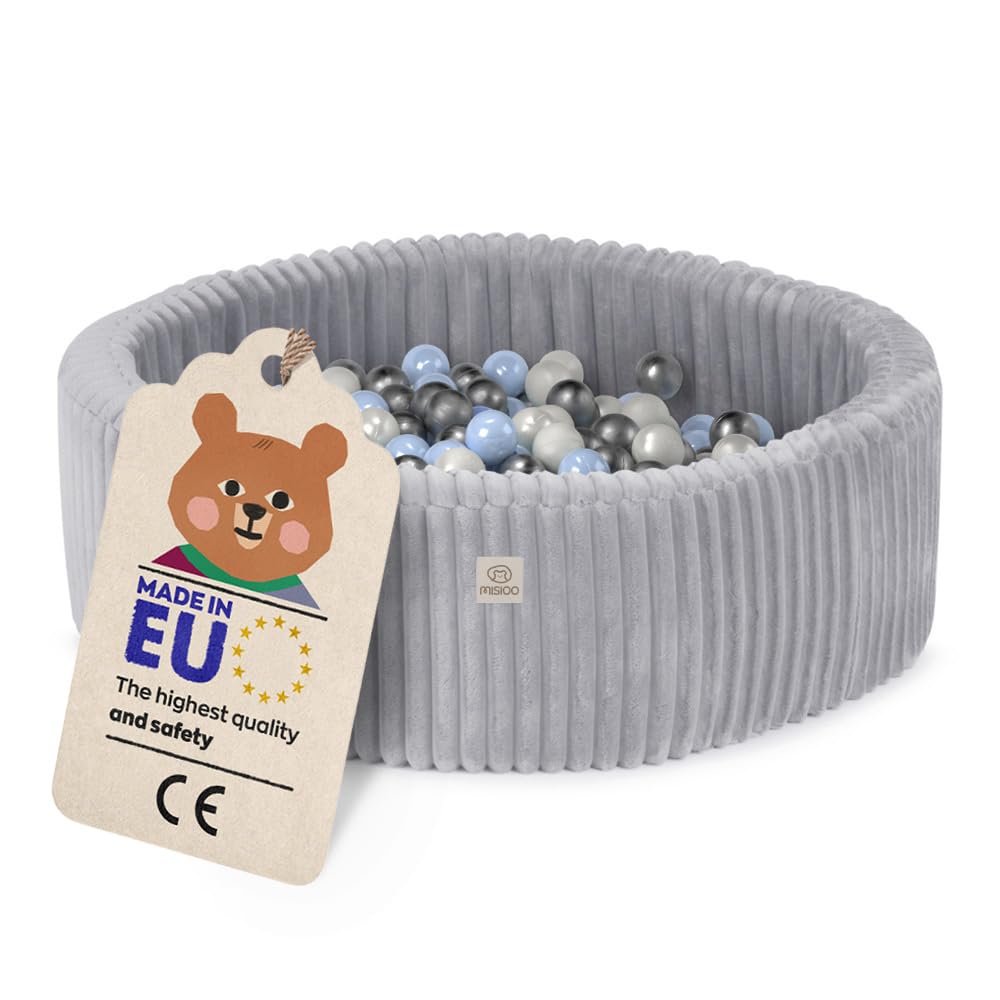 MISIOO Piscina de bolas para bebé, de primera calidad, para niños a partir de 1 año, 90 x 30 cm, con 200 bolas, materiales de alta calidad, perfecta para divertirse y desarrollarse, paraíso de juego