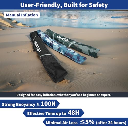 Image of Owntop Manual Inflatable Belt Pack, Adults Swim Jacket with Blowpipe & Whistle, 24g CO2 Cylinder Included, Low Profile for Kayaking, Fishing, Paddle Sports