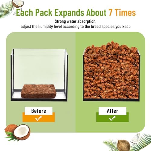 Riare 2 Pack Natural Coconut Chip Substrate, Coconut Husk Reptiles Bedding - 2
