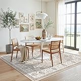 6ft Square Living Room Area Rug: Washable Oriental 6x6 Rugs for Bedroom Dining Room Non-Slip Entryway Kitchen Nursery CarpetWater Resistant Light Weight Floor Mat for Bathroom Laundry Room(6x6,Beige)