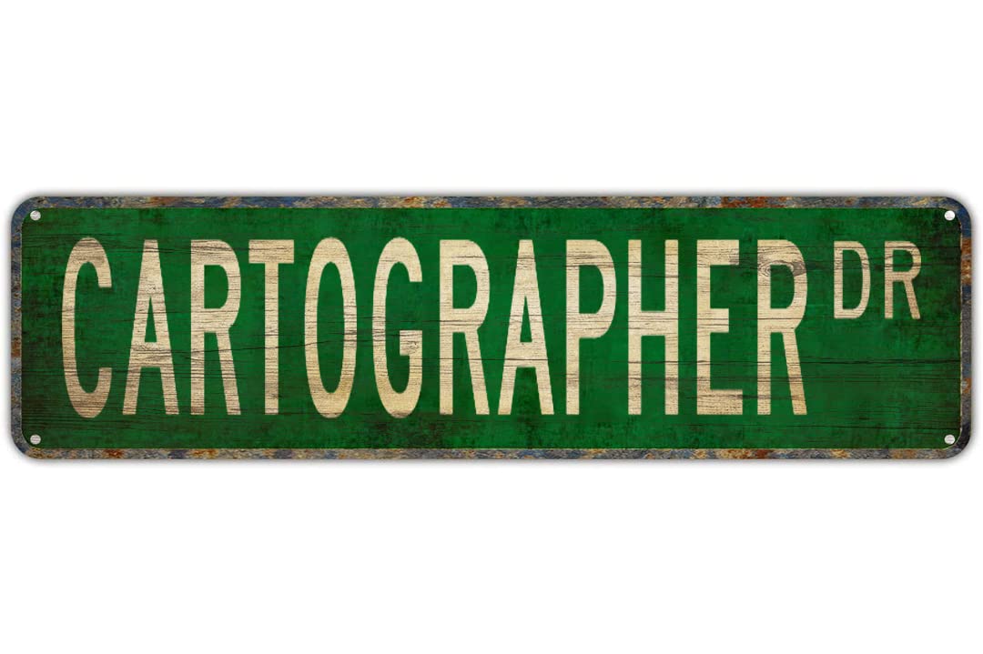 CARTOGRAPHER DR Vintage Tin Signs Art Plaque Aluminum for Bedroom Kitchen Garden Wall Bar Club Coffee Hanging Home Decor 4x16 Inch