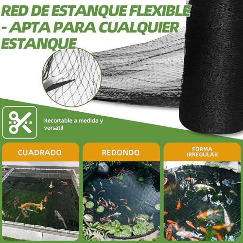 Red de protección para estanques contra aves con tejido antorayos UV 6