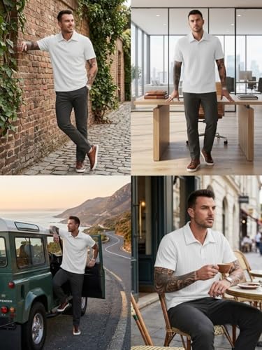 Image of Leriya Fashion Branded Polycotton Tshirt For Man | Men's Summer Textured Polo T-Shirt | Stylish Half Sleeve Collared Tee | Soft Breathable Knit Fabric | Regular Fit Casual Polo for Office, Travel & Everyday Wear