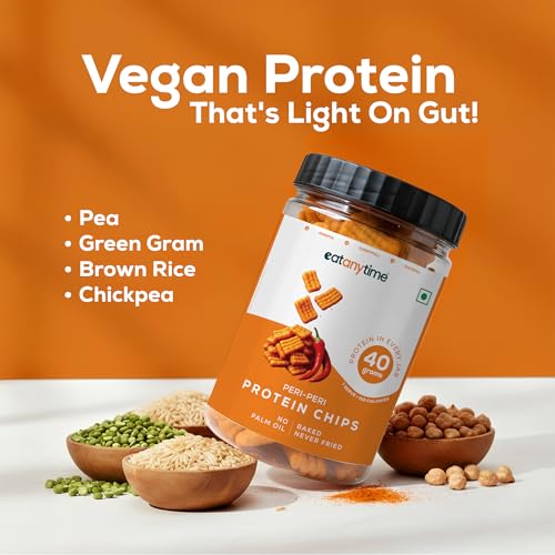 Image of Eat Anytime - Multigrain Protein Chips, Peri Peri | 40 g protein per pack | Baked, Not Fried | No Palm Oil | High Protein, Low Calories (under 160) | 150 g