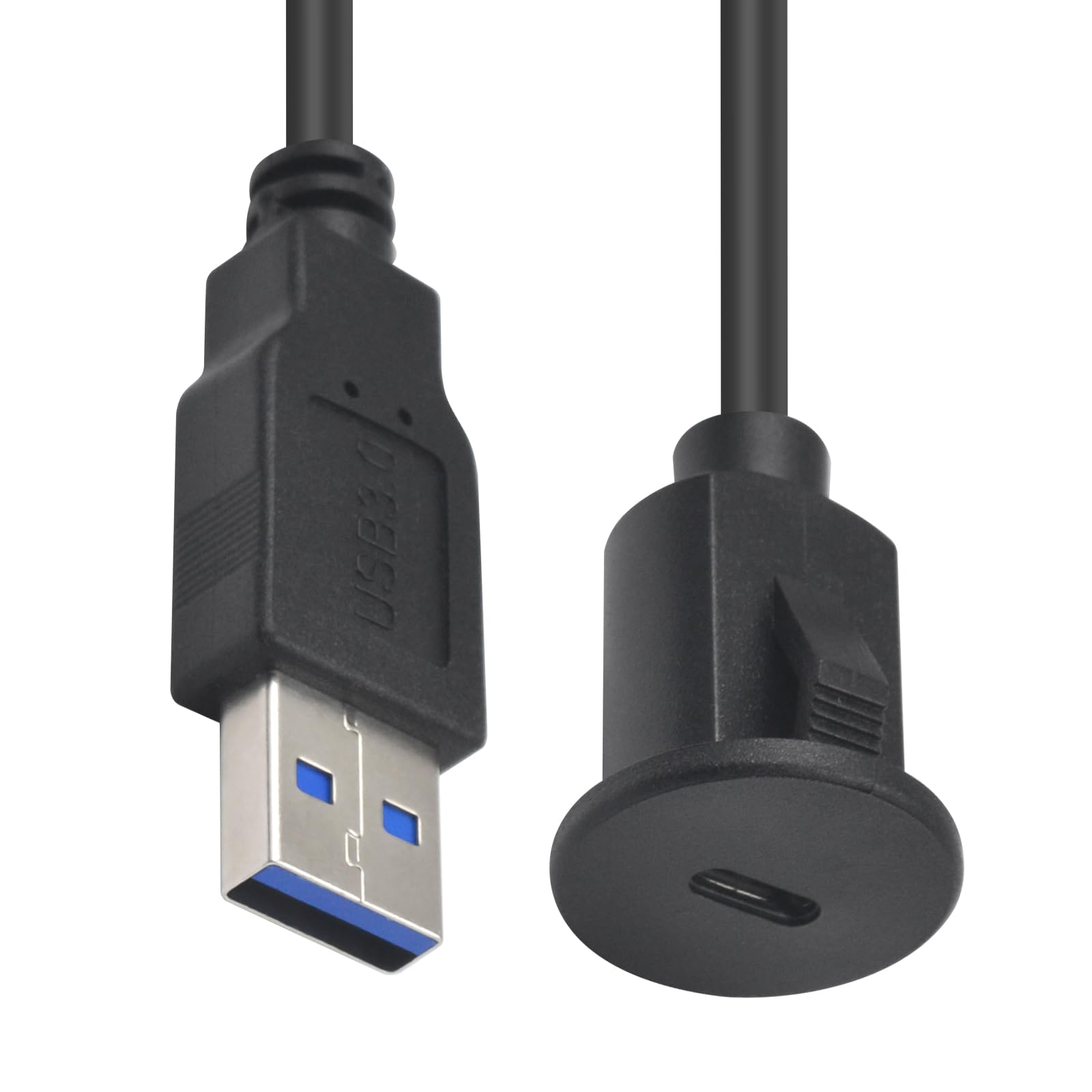 1M USB 3.0 Male To Type C 3.0 Female Flush Mount Cable 5Gbps For Car Dashboard | Bodega Aurrera