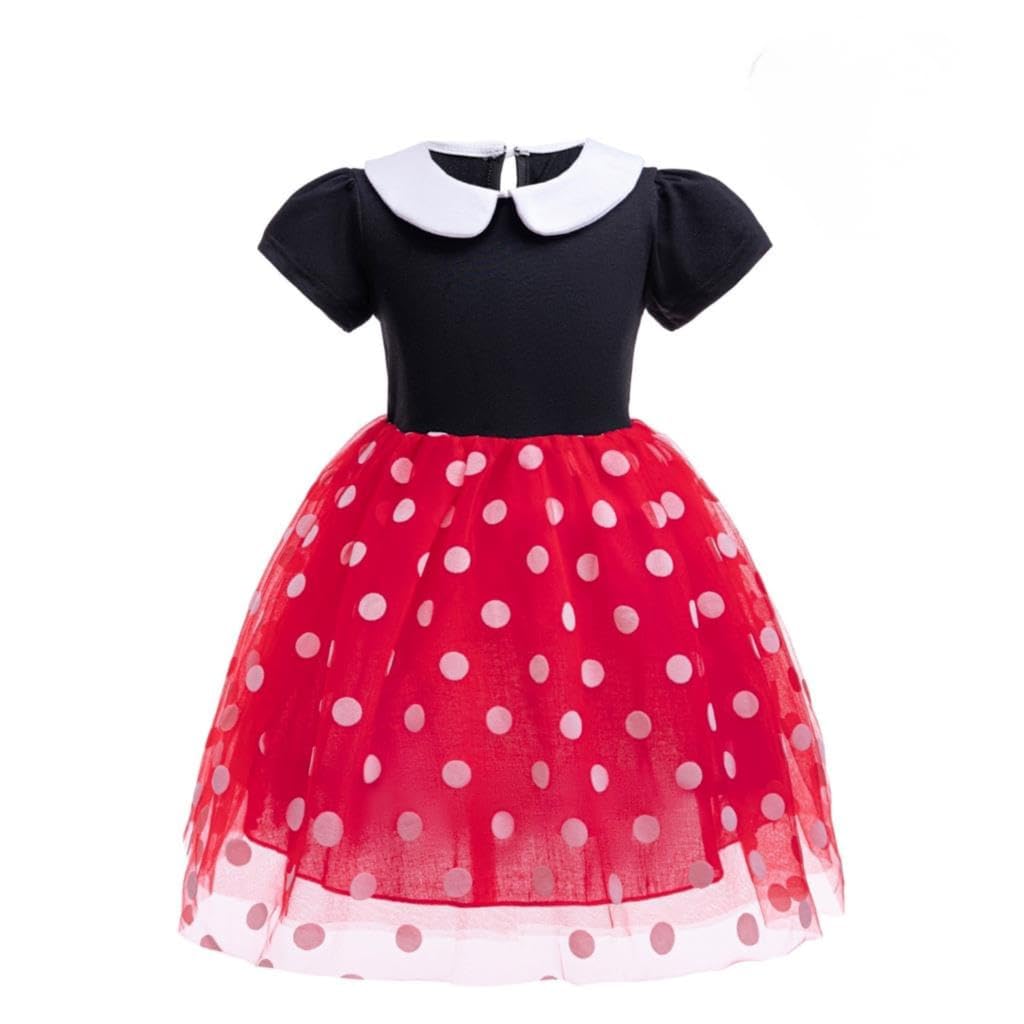 Lito Angels Deguisement Robe Princesse Mouse avec Oreilles de Souris Serre-tete pour Bebe Filles Taille 18-24 mois, Pois Rouges (étiquette en tissu 90)
