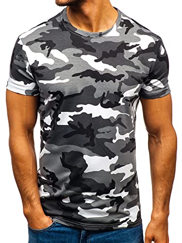 Men's Camouflage T-Shirt Sports Fitness Short Sleeve Military Camo Crewneck Vintage Shirt 5-3X-Large