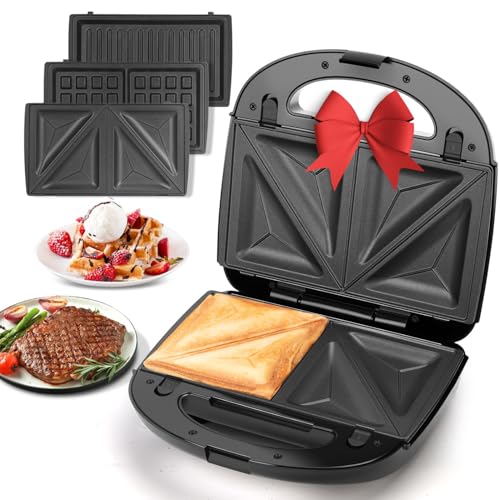 Aigostar Sandwich Maker Panini Press Grill, 3 in 1...