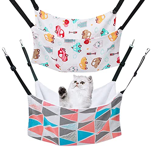 猫ハンモック キャットハンモック 遊び場 昼寝 日向ぼっこ 長さ調整可能 冬用 ラムカシミヤ素材 耐荷重 大きい 三角仕様 キャンバス生地 両面使用 通気性 耐湿性良い 毛取りやすい 白い車柄 春夏秋用 アルミ合金 カラビナ 金具丈夫