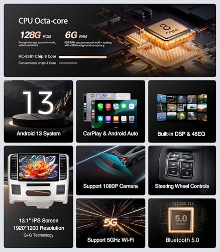 Radio para Dodge Ram 13.1" Android 13 IPS Touchscreen miniatura 3