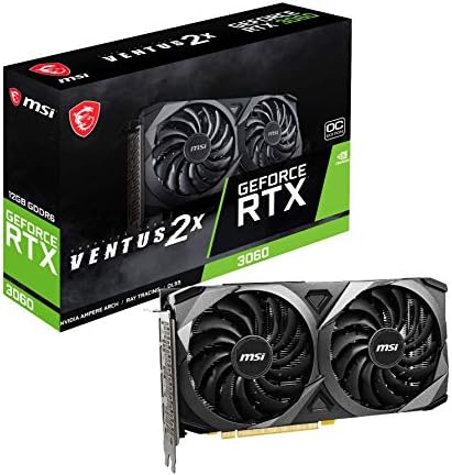MSI Gaming GeForce RTX 3060 12GB 15 Gbps GDRR6 192-Bit HDMI/DP PCIe 4 Torx Twin Fan Ampere OC Graphics Card (Ventus 2X 12G OC)