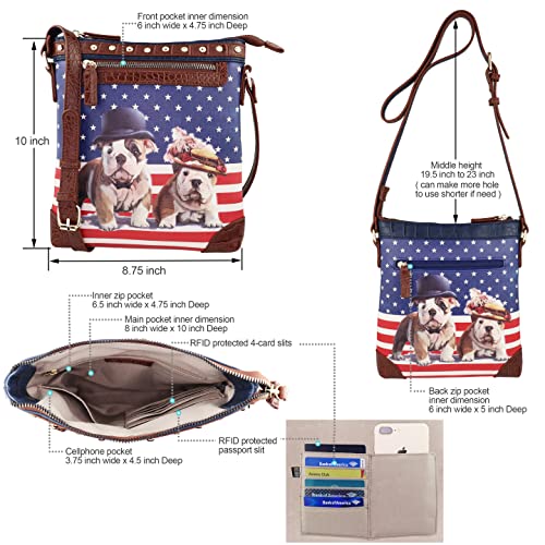 B BRENTANO Vegan Cute Animal Graphic Crossbody Bag Purse with Rhinestones4