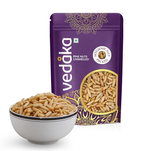 Image of Amazon Brand - Vedaka Premium Pine Nuts Unshelled (Chilgoza), 250G | Healthy Snaps | High In Fiber | Antioxidant Rich