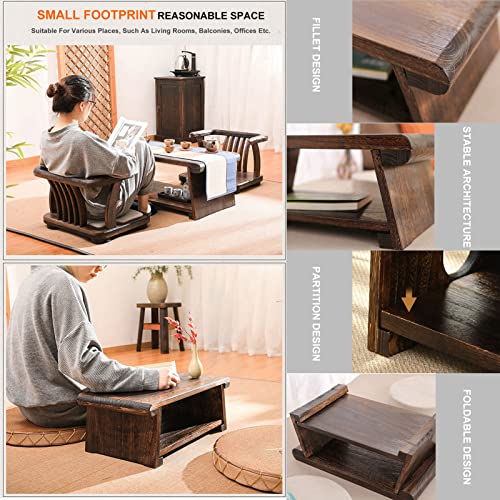 Meuble posé au sol marron 80x40x33 cm - Table japonaise multi-usage