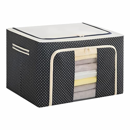 Image of JD FRESH Non-Woven Foldable Steel Frame Clothes Organizer /Foldable Organizer For Clothes /Storage Box And Organizer /Cloth Storage Box For Wardrobe /Saree /Shirts And Blankets (100 Ltr - Pack Of 1)