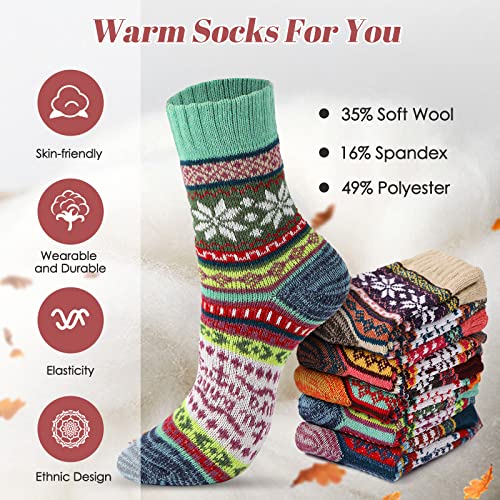 Image of Pleneal Wool Socks for Women - Womens Wool Socks Winter Warm Cozy Knit Sock for Women Men