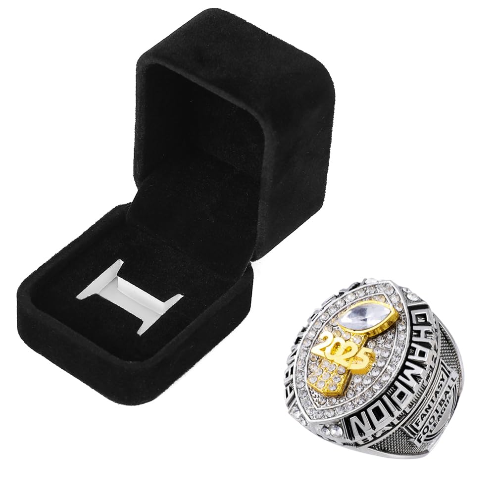 guancrown 2025 Fantasy Football Championship Ring Award Prize Trophy Sports Winner FFL Champion Ring With Box (size 12 with free box)